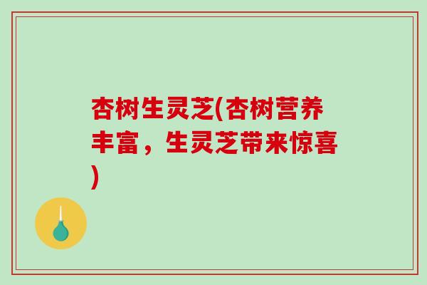 杏树生灵芝(杏树营养丰富，生灵芝带来惊喜)