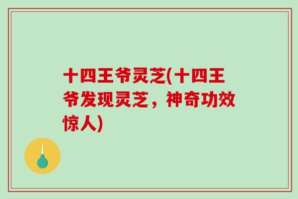 十四王爷灵芝(十四王爷发现灵芝，神奇功效惊人)
