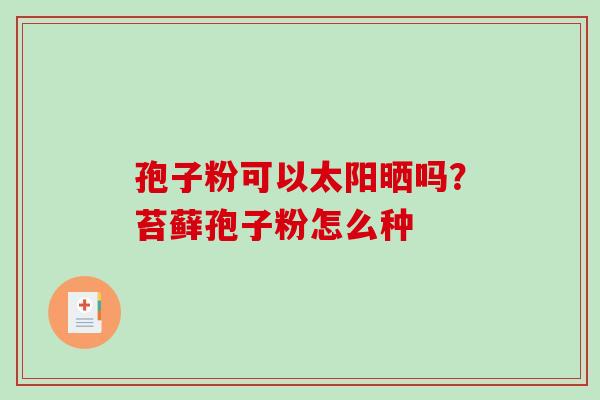 孢子粉可以太阳晒吗？苔藓孢子粉怎么种