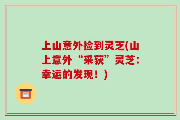 上山意外捡到灵芝(山上意外“采获”灵芝：幸运的发现！)