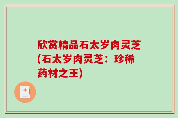 欣赏精品石太岁肉灵芝(石太岁肉灵芝：珍稀药材之王)