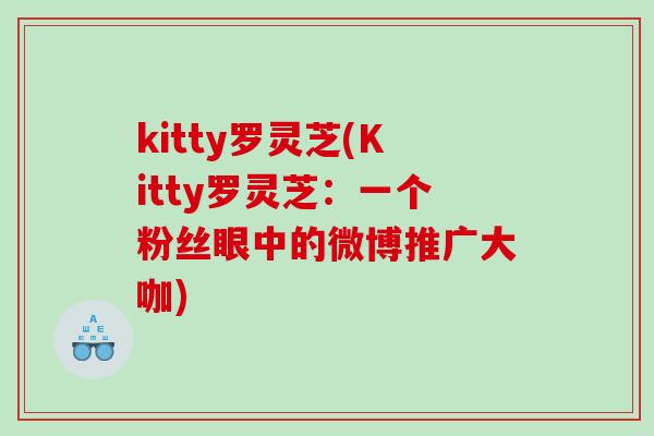 kitty罗灵芝(Kitty罗灵芝：一个粉丝眼中的微博推广大咖)