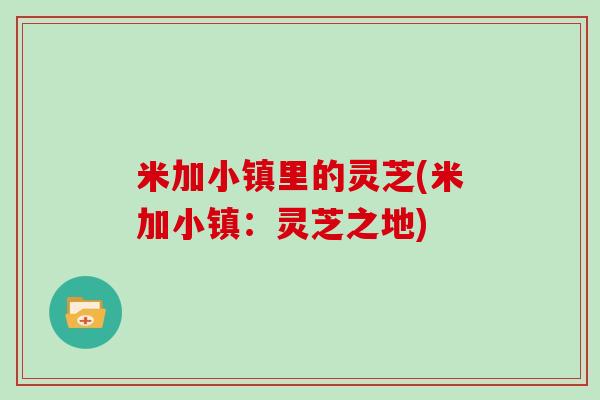 米加小镇里的灵芝(米加小镇：灵芝之地)