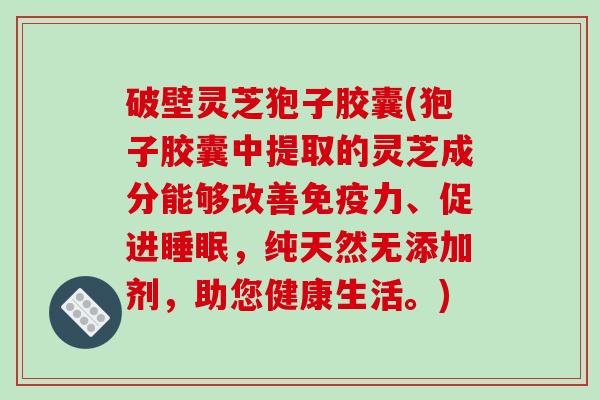 破壁灵芝狍子胶囊(狍子胶囊中提取的灵芝成分能够改善免疫力、促进,纯天然无添加剂,助您健康生活。) 破壁灵芝狍子胶囊(狍子胶囊中提取的灵芝成分能够改善免疫力、促进,纯天然无添加剂,助您健康生活。)
