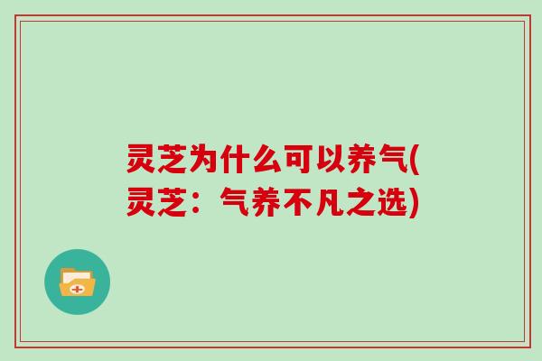 灵芝为什么可以养气(灵芝：气养不凡之选)