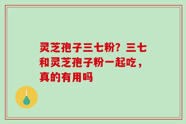 灵芝孢子三七粉？三七和灵芝孢子粉一起吃，真的有用吗