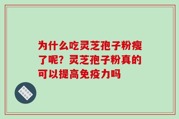 为什么吃灵芝孢子粉瘦了呢？灵芝孢子粉真的可以提高免疫力吗