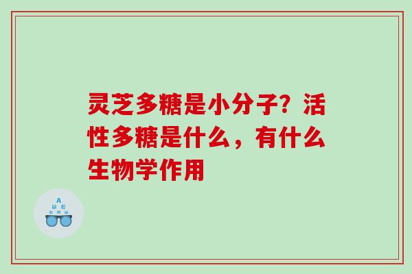 灵芝多糖是小分子？活性多糖是什么，有什么生物学作用