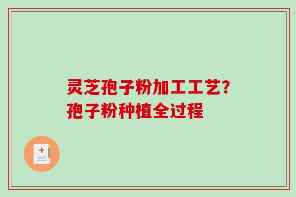 灵芝孢子粉加工工艺？孢子粉种植全过程