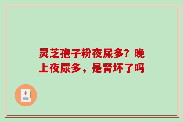 灵芝孢子粉夜尿多?晚上夜尿多,是坏了吗 灵芝孢子粉夜尿多?晚上夜尿多,是坏了吗