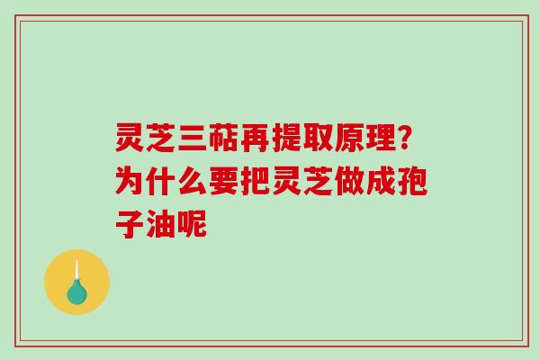 灵芝三萜再提取原理?为什么要把灵芝做成孢子油呢 灵芝三萜再提取原理?为什么要把灵芝做成孢子油呢