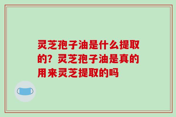 灵芝孢子油是什么提取的？灵芝孢子油是真的用来灵芝提取的吗