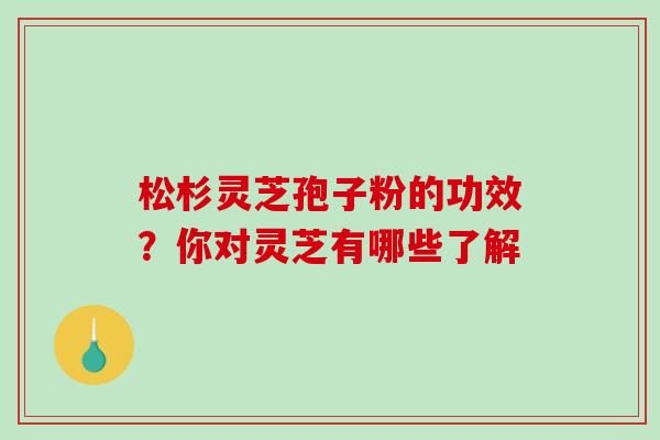 松杉灵芝孢子粉的功效?你对灵芝有哪些了解 松杉灵芝孢子粉的功效?你对灵芝有哪些了解