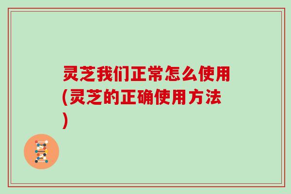 灵芝我们正常怎么使用(灵芝的正确使用方法)
