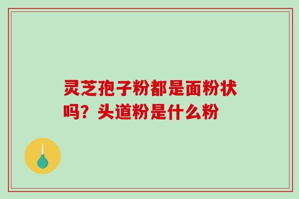 灵芝孢子粉都是面粉状吗?头道粉是什么粉 灵芝孢子粉都是面粉状吗?头道粉是什么粉