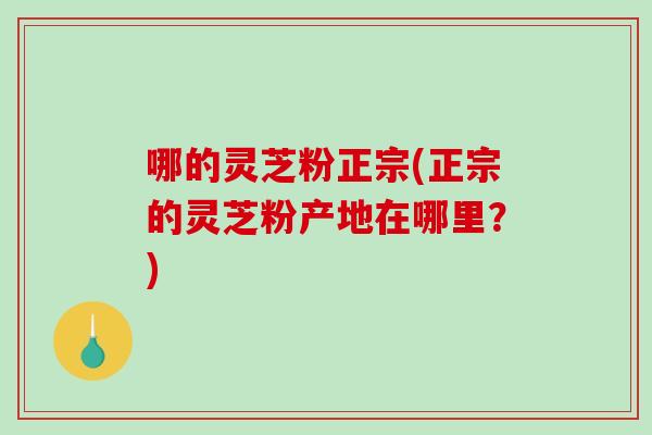 哪的灵芝粉正宗(正宗的灵芝粉产地在哪里？)