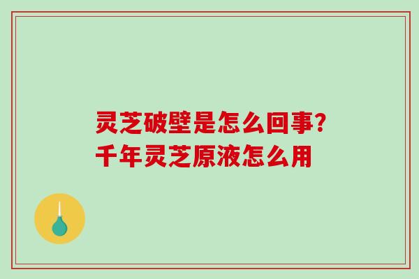 灵芝破壁是怎么回事?千年灵芝原液怎么用 灵芝破壁是怎么回事?千年灵芝原液怎么用