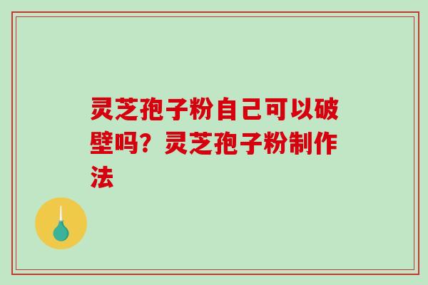 灵芝孢子粉自己可以破壁吗？灵芝孢子粉制作法
