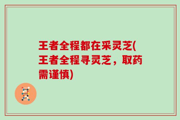 王者全程都在采灵芝(王者全程寻灵芝，取药需谨慎)