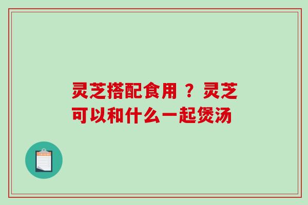 灵芝搭配食用 ？灵芝可以和什么一起煲汤