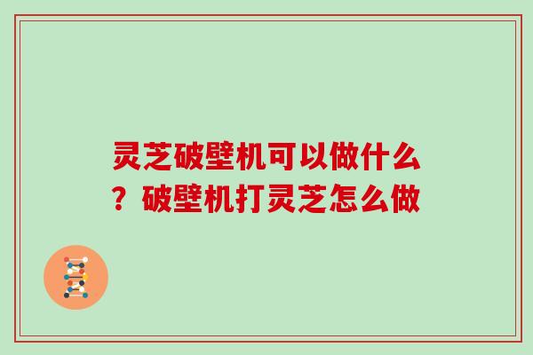 灵芝破壁机可以做什么？破壁机打灵芝怎么做