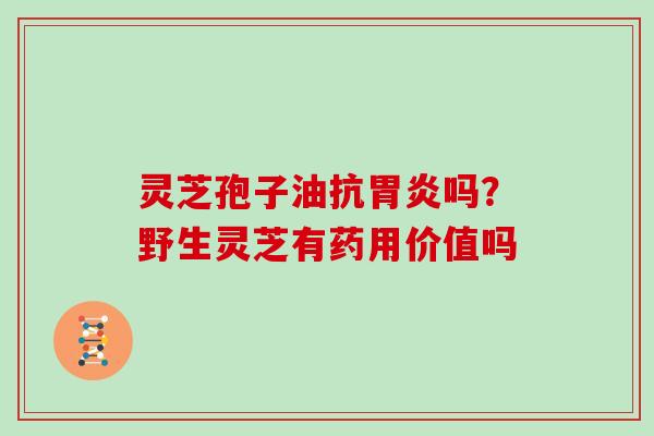 灵芝孢子油抗吗？野生灵芝有药用价值吗
