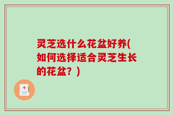 灵芝选什么花盆好养(如何选择适合灵芝生长的花盆？)