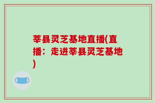 莘县灵芝基地直播(直播：走进莘县灵芝基地)