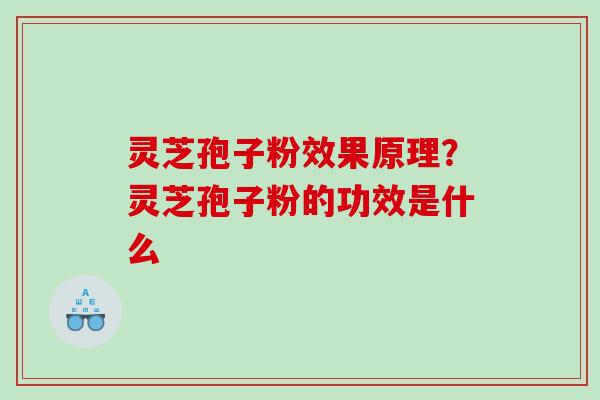 灵芝孢子粉效果原理？灵芝孢子粉的功效是什么