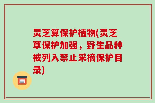 灵芝算保护植物(灵芝草保护加强，野生品种被列入禁止采摘保护目录)