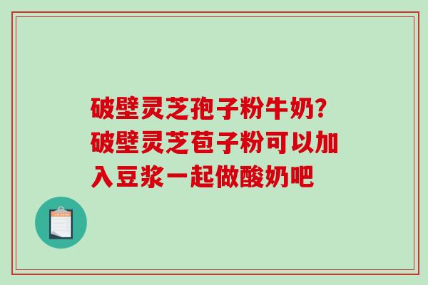 破壁灵芝孢子粉牛奶?破壁灵芝苞子粉可以加入豆浆一起做酸奶吧 破壁灵芝孢子粉牛奶?破壁灵芝苞子粉可以加入豆浆一起做酸奶吧