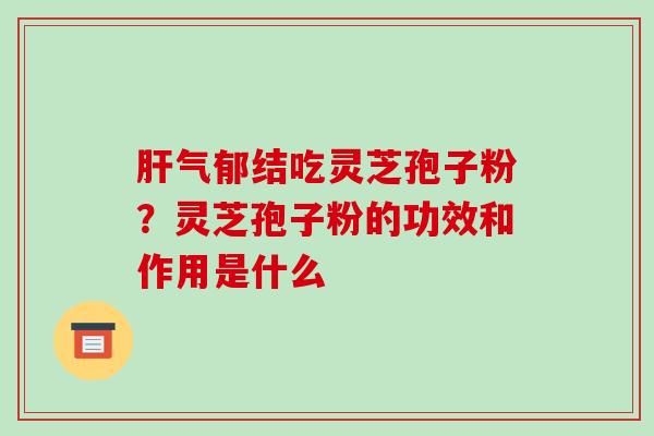 气郁结吃灵芝孢子粉？灵芝孢子粉的功效和作用是什么