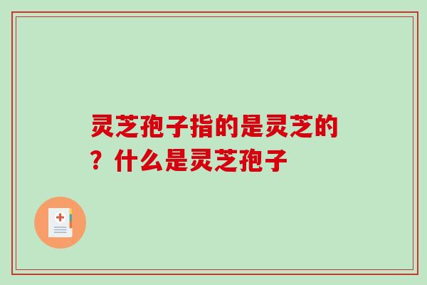灵芝孢子指的是灵芝的？什么是灵芝孢子