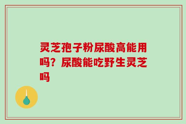 灵芝孢子粉尿酸高能用吗?尿酸能吃野生灵芝吗 灵芝孢子粉尿酸高能用吗?尿酸能吃野生灵芝吗