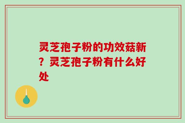 灵芝孢子粉的功效菇新?灵芝孢子粉有什么好处 灵芝孢子粉的功效菇新?灵芝孢子粉有什么好处