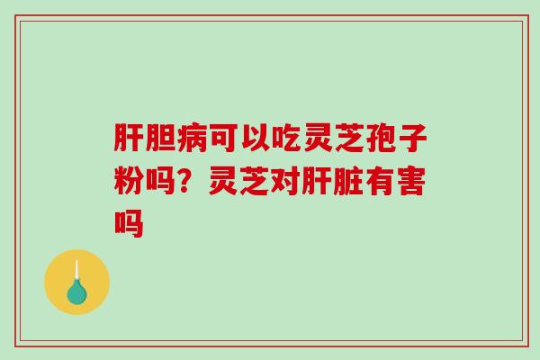 胆可以吃灵芝孢子粉吗？灵芝对有害吗