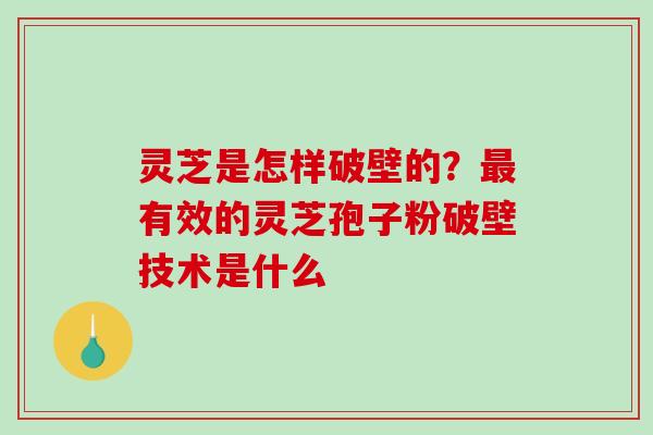 灵芝是怎样破壁的？有效的灵芝孢子粉破壁技术是什么
