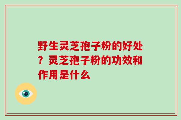野生灵芝孢子粉的好处？灵芝孢子粉的功效和作用是什么