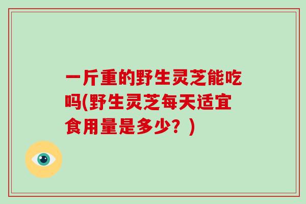 一斤重的野生灵芝能吃吗(野生灵芝每天适宜食用量是多少？)