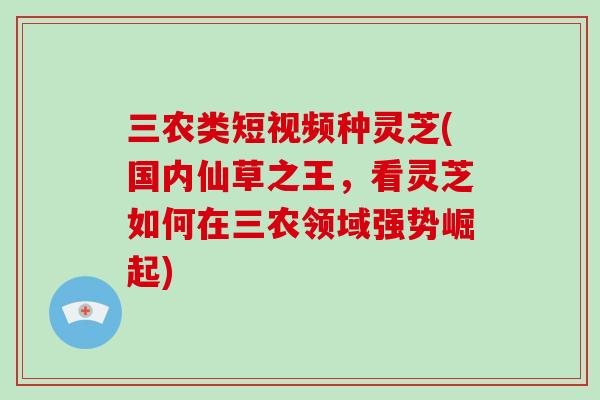 三农类短视频种灵芝(国内仙草之王,看灵芝如何在三农领域强势崛起) 三农类短视频种灵芝(国内仙草之王,看灵芝如何在三农领域强势崛起)
