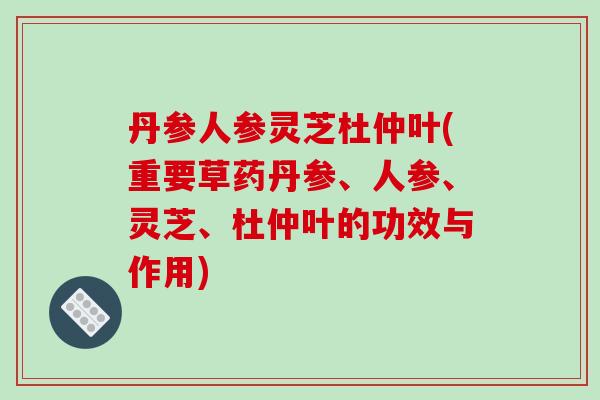 丹参人参灵芝杜仲叶(重要草药丹参、人参、灵芝、杜仲叶的功效与作用)