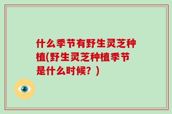什么季节有野生灵芝种植(野生灵芝种植季节是什么时候？)