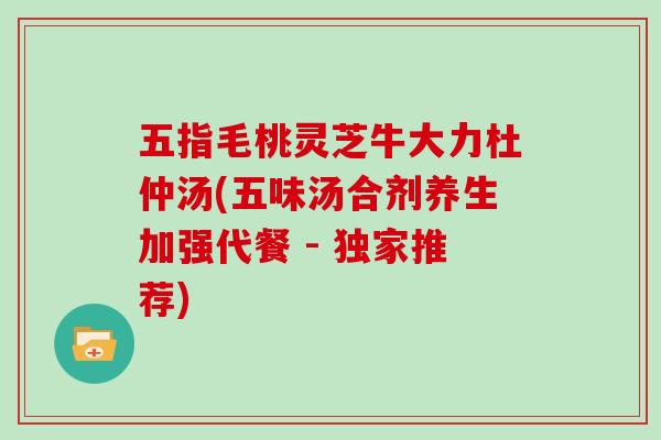 五指毛桃灵芝牛大力杜仲汤(五味汤合剂养生加强代餐 - 独家推荐)