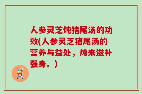 人参灵芝炖猪尾汤的功效(人参灵芝猪尾汤的营养与益处，炖来滋补强身。)