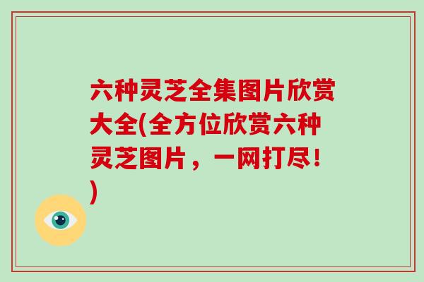 六种灵芝全集图片欣赏大全(全方位欣赏六种灵芝图片，一网打尽！)