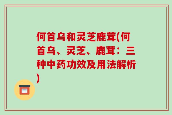 何首乌和灵芝鹿茸(何首乌、灵芝、鹿茸:三种功效及用法解析) 何首乌和灵芝鹿茸(何首乌、灵芝、鹿茸:三种功效及用法解析)