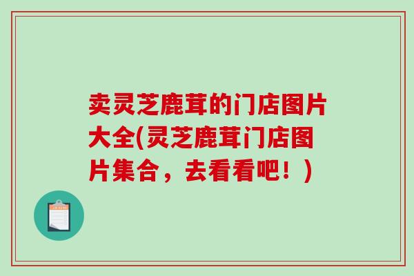 卖灵芝鹿茸的门店图片大全(灵芝鹿茸门店图片集合，去看看吧！)