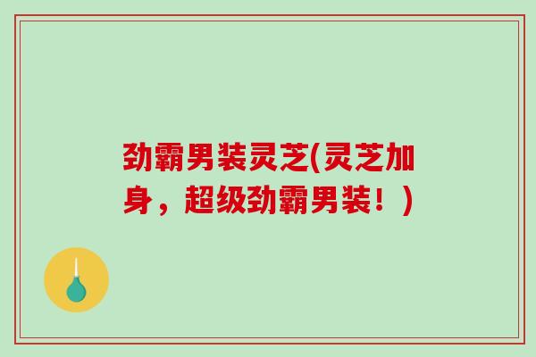 劲霸男装灵芝(灵芝加身，超级劲霸男装！)
