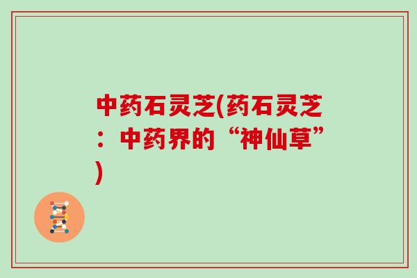 石灵芝(药石灵芝：界的“神仙草”)