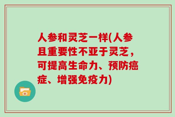 人参和灵芝一样(人参且重要性不亚于灵芝，可提高生命力、症、增强免疫力)